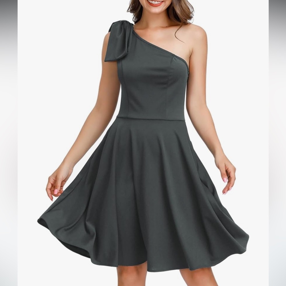 Elegant One-Shoulder Black Dress